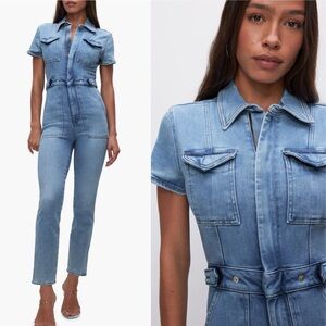 Good American Light Blue Women Jeans Overalls